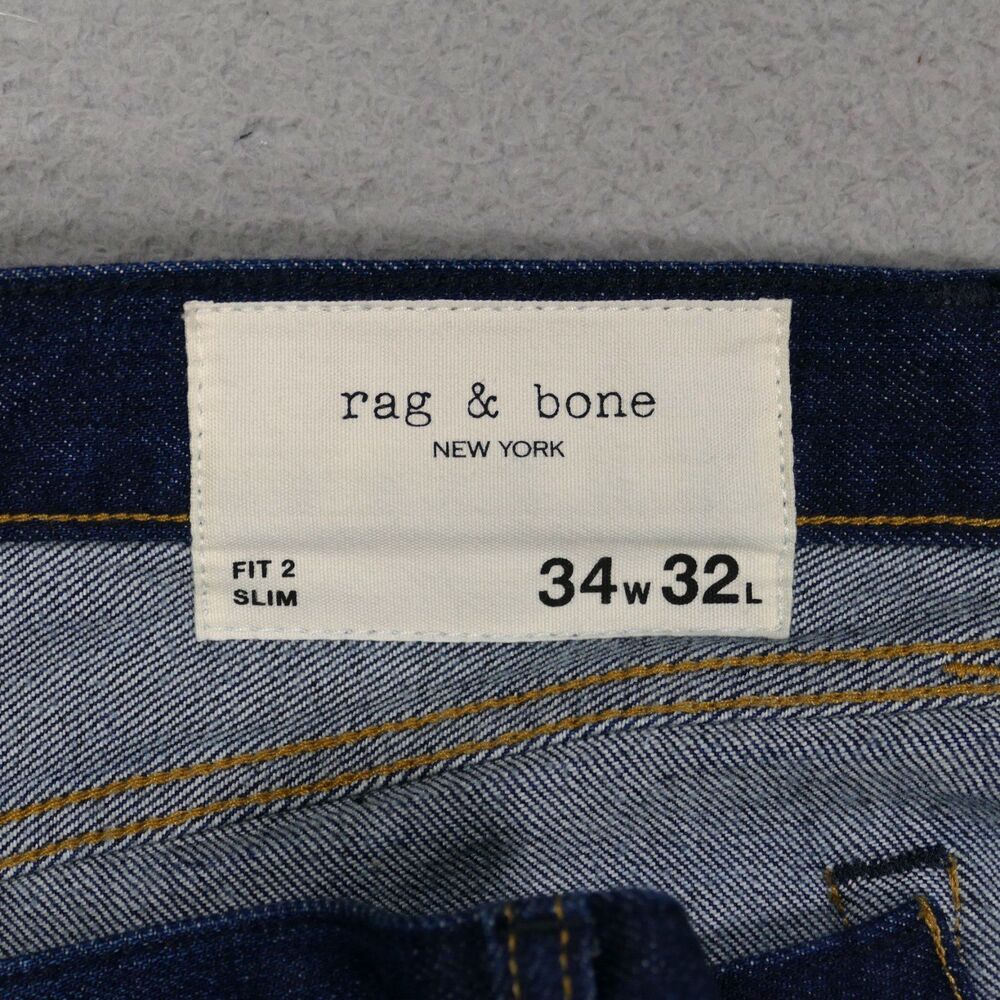 Rag & Bone Jeans Mens 34x29 Dark Wash Denim Fit 2 Slim - Picture 10 of 16